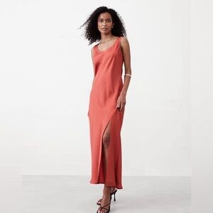 NWT Banana Republic SILKY TWILL SLIT SLEEVELESS IFF CENTER FRONT SLIT MAXI DRESS